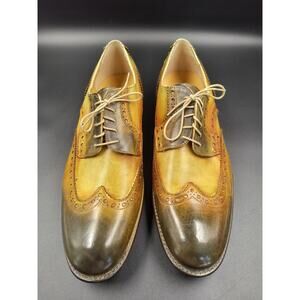 Men's Italian Leather Il Calzolaio Wing Tip Dress Shoes - Vero Cuoio - size 45